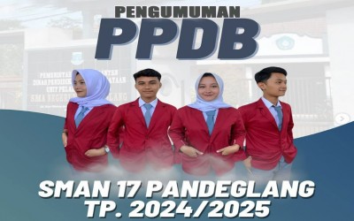 Ayo lihat dan cek nama kamu ya!!!<br>Pengumuman Hasil Seleksi PPDB Tahap I :<b><i> Jalur Zonasi, Jalur Afirmasi dan Jalur Perpindahan Orang Tua (PTOT)</b></i> di SMA Negeri 17 Pandeglang TP 2024-2025